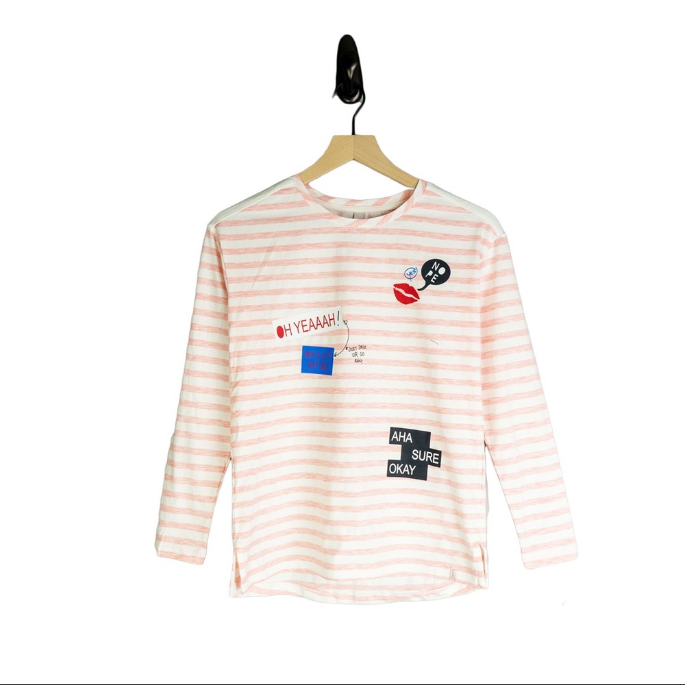 Esprit Graphic Print Long Sleeve T-Shirt w/ Tags, Pink, Size: M | US 12-13